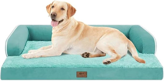 MEKIY XXL Orthopedic Waterproof Dog Bed with Bolster for Extra Large Dogs | Pillow Support for Neck Relief, Egg Crate Foam, Waterproof Liner, Anti-Slip Bottom, Removable Bolster Cover, 45 x 35 Inch by Mekiy