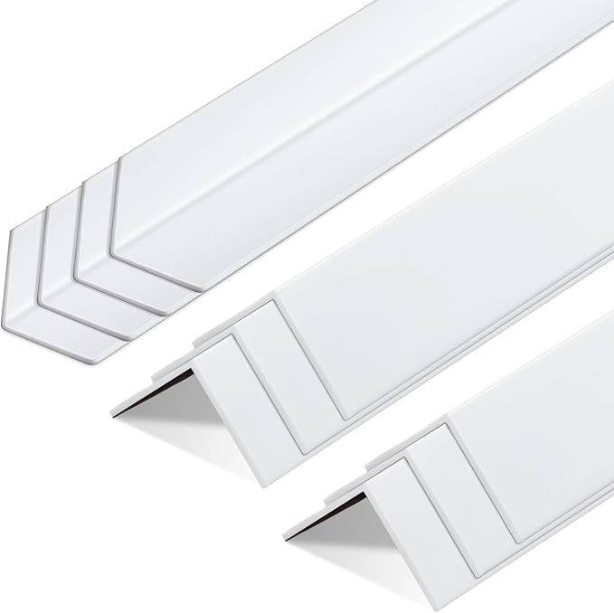 Sasylvia 10 Pcs Wall Corner Protector Guards, Vinyl 1-1/8 x 36 Inches Corner Trim Molding, Avoid Scratching Scuffs, Ease Install and Cleaning for Door Countertop Furniture Cabinet Protection, White by Sasylvia
