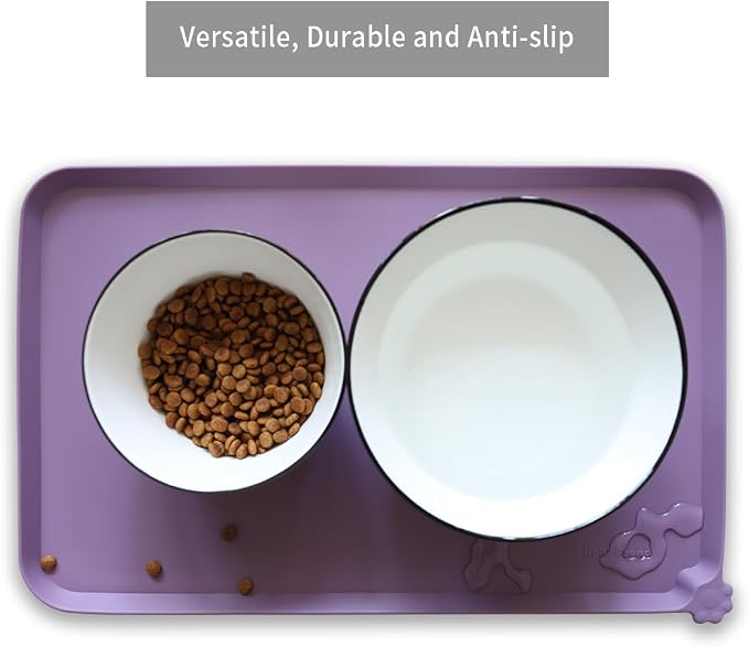 Hoki Found Silicone Pet Food Mats Tray - High-Lips Pet Dog Cat Bowl Mats - Pet Feeding Mat - Waterproof Dog Cat Food Mats -Pet Water Mats for Floors - Amethyst - Image 4