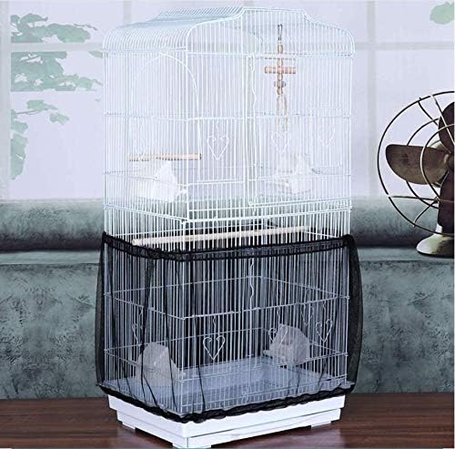 ready Bird Cage Net Cover Bird Cage Seed Catcher Guard Universal Birdcage Cover Nylon Mesh Net for Parrot Parakeet Macaw Lovebird African Grey (Black) by Unknown
