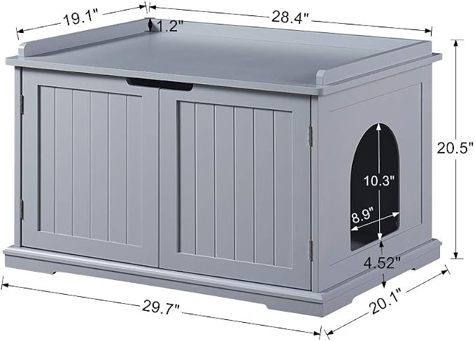 unipaws Cat Litter Box Enclosure Furniture, Hidden Litter Box Cover | Cat Washroom, Cabinet for Large Cat, Dog Proof Cat Litter Boxes, Hideaway Litter Box, Cat House - Image 5