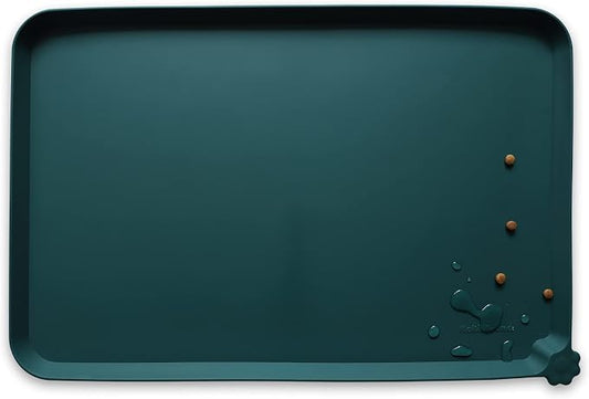 Hoki Found L Silicone Non Slip Pet Food Mats - Tray for Dogs & Cats - Waterproof Dog & Cat Bowl Mats - Suitable for Carpet - Dark Cedar by Hoki+Found