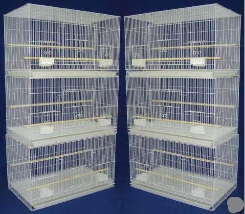 Lot of 6 Breeding Bird Carrier Cage for Parakeet Canary Finch Loverbird (White) by Unknown