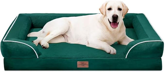 Comfort Expression Orthopedic Dog Bed for Extra Large Dogs with Bolster | Waterproof Dog Couch Bed with Washable Cover & Non-Slip Bottom, Supportive Egg Crate Foam XL Pet Bed, 45x35 Inch by ComfortExpression