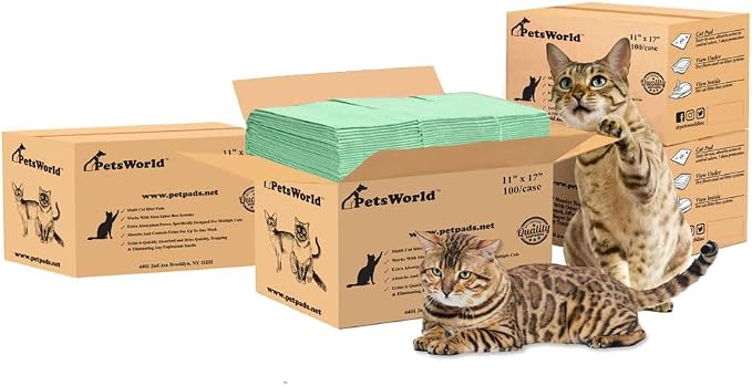 PetsWorld Universal Fit Multi-Cat Pad Refills for Litter Box, Fresh Scented, Ultra-Absorbent, Odor Control, Pack of 400 by PETSWORLDsupplyforpets
