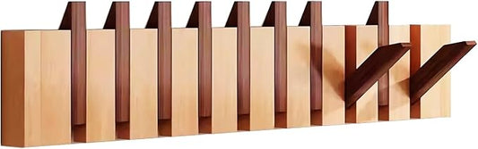 Wall Mounted Coat RackHooks Piano Key Hangers Natural Solid Wood Hanger Non-Woven Fabric Clothes Hangers for Closet, Kitchen, Bedroom, Bathroom, Entryway (Walnut-Beech, 10 Hooks) by MurphyBedKitMattresFrame