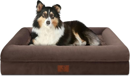 Orthopedic Dog Bed Waterproof Pet Sofa for Large Sized Dogs | 360 Degree Bolster Support, Egg Crate Foam, Waterproof Liner, Non-Slip Bottom, Machine Washable Cover, 36 x 27 Inch by Yiruka