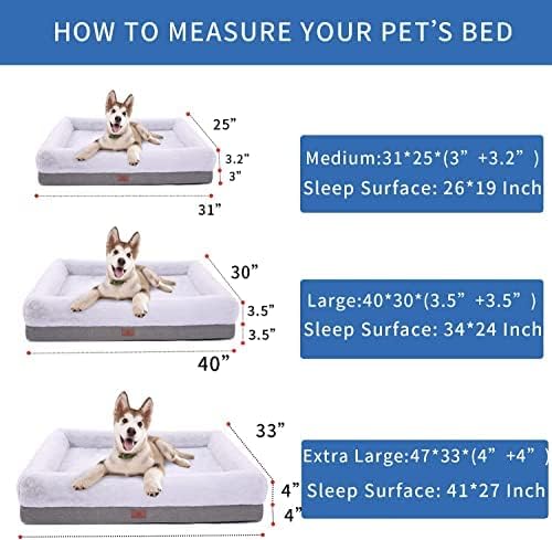WINDRACING Orthopedic Dog Bed for Large Dogs, Bolster Sides Dogs Sofa Bed with Removable Washable Cover & Non-Skid Bottom, Soft Pet Bed with Egg Foam Dog Couch for Sleeping, 36 x 23 Inch, Gray - Image 3