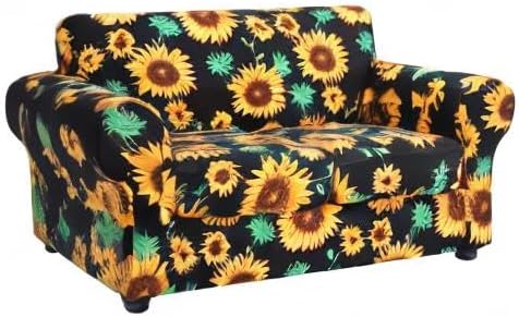 hyha Stretch Couch Cover, Sofa Covers for 2 Separate Cushion Couch Washable | Loveseat Cover, Floral Pattern, Printed, 3 Pieces, 2 Seater Furniture Protector with Elastic Bottom for Dogs, Pet Friendly - Image 9