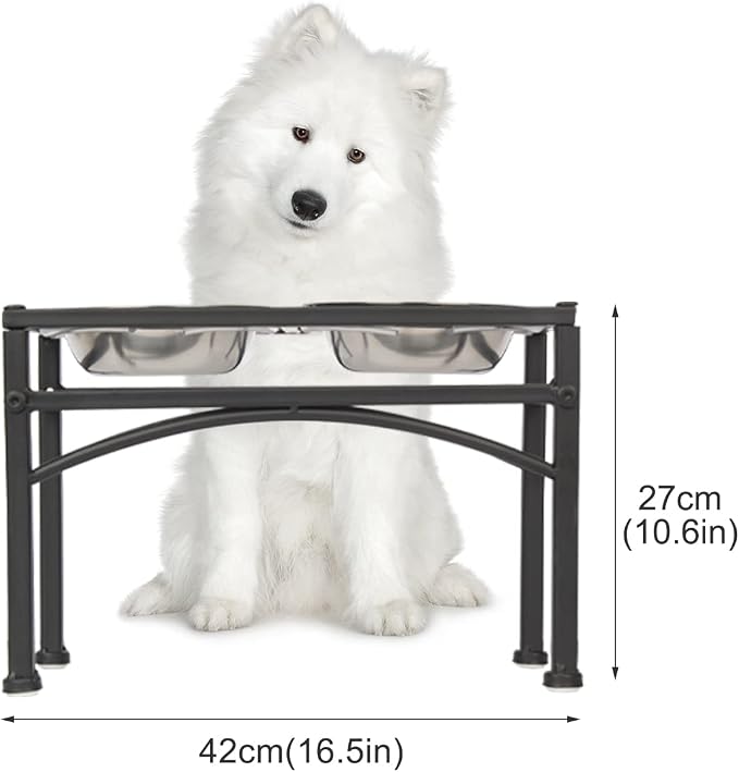 Elevated Dog Bowls Raised Pet Feeder Cat Food Water Diner Stand Set | W/ 2 Removable Stainless Steel Bowls for Medium-Sized Dogs 10.62" in Height Protect Your Pets' Spine - Image 3