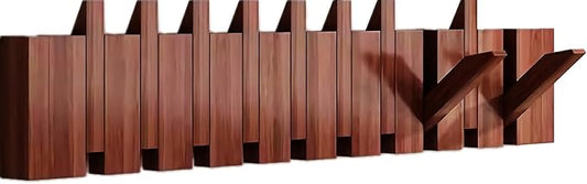 Wall Mounted Piano Key Solid Wood Hanger, Suitable for Wardrobes, Kitchens, Bedrooms, Bathrooms, Entrances (Walnut, 10 Hooks) by MurphyBedKitMattresFrame