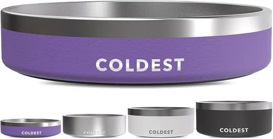 Coldest Dog Bowl - Anti Rust Metal, Non Slip, 3 Layers Insulated Stainless Steel Dog Bowls - Spill Proof & Heavy Duty - Water Bowl for Dogs, Cats & Pets, Dish Washer Safe (21 oz, Galaxy Purple) by Coldest