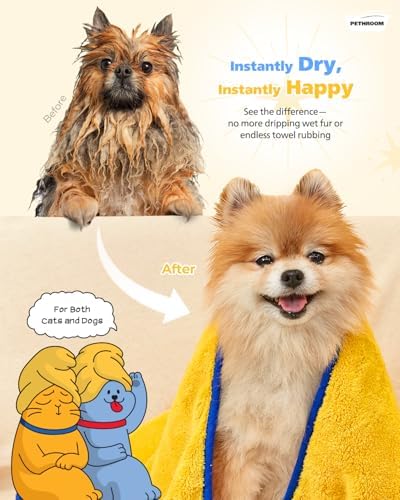 PETHROOM Ultra Absorbent Pet Towel | Quick-Drying, Soft Microfiber Dog & Cat Bath Towel | Lightweight, Durable, Fast Water-Soaking | Ideal for All Breeds (Large) 23.6" x 47.2" (Pack of 2) - Image 3
