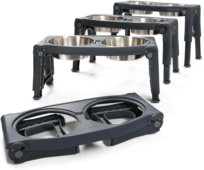 Dexas Pets Adjustable Height Double Pet Feeder with Stainless Steel Bowls - Image 5