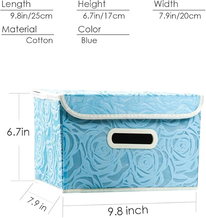 PRANDOM Collapsible Storage Boxes with Lids Fabric Decorative Storage Bins Cubes Organizer Containers Baskets with Cover Handles Divider for Bedroom Closet Living Room 9.8x7.9x6.7 Inch 3 Pack - Image 4