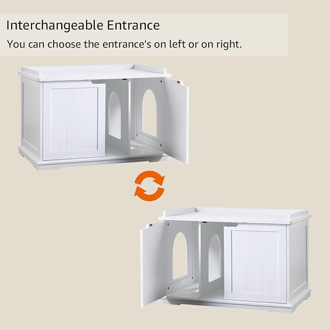 unipaws Cat Litter Box Enclosure Furniture, Hidden Litter Box Cover | Cat Washroom, Cabinet for Large Cat, Dog Proof Cat Litter Boxes, Hideaway Litter Box, Cat House - Image 5