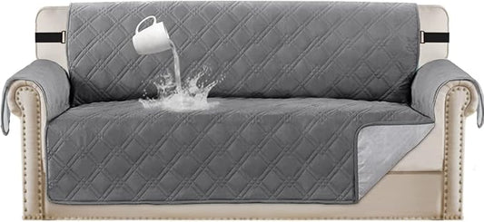 Turquoize 100% Waterproof Couch Covers for Pets Grey Sofa Cover for 3 Cushion Couch, Non-Slip Sofa Slipcover with Elastic Straps Sofa Protector Furniture Cover for Dogs, Sofa 68", Gray by Turquoize