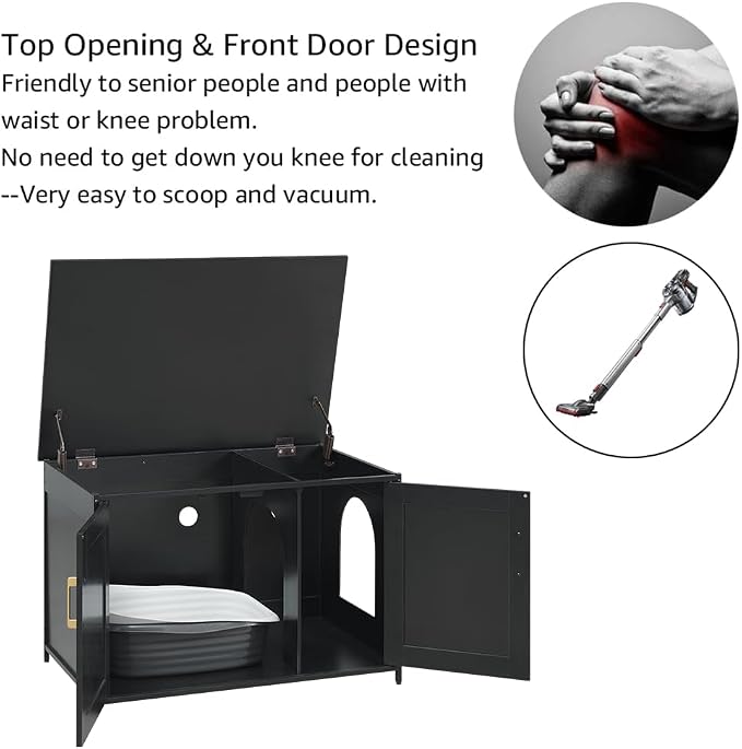 unipaws Top Opening Cat Litter Box Enclosure Furniture, Flip Top Design | XL Extra Large Cat Box, Friendly to Elderly People, High Jumbo Automatic Litter Box Cover Hidden for Large Cat - Image 4