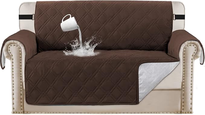 Turquoize 100% Waterproof Couch Covers for Pets Couch Protector Waterproof Non-Slip Loveseat Couch Cover for 2 Cushion Couch Furniture Protector for Pets, Kids, Cats (Loveseat, Brown) by Turquoize