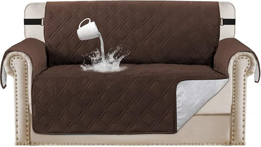 Turquoize 100% Waterproof Couch Covers for Pets Couch Protector Waterproof Non-Slip Loveseat Couch Cover for 2 Cushion Couch Furniture Protector for Pets, Kids, Cats (Loveseat, Brown) by Turquoize