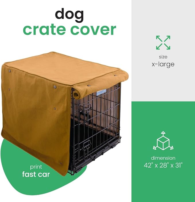 Molly Mutt Fast Car Dog Crate Cover, GOTS-Certified 100% Organic Cotton Canvas Cover for Dog or Puppy Kennel and Cage, Washable, Free of Harmful Chemicals, X-Large, Fits 42"x28"x31" Crate - Image 2