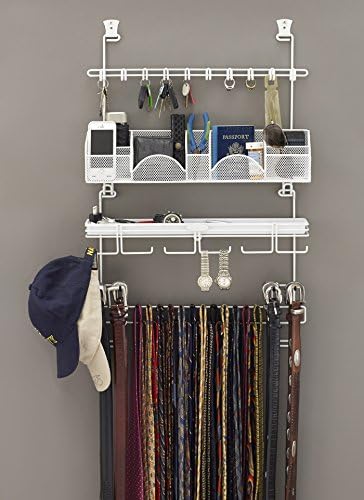 Men’s Over the Door/Wall Hanging Closet Tie and Belt Organizer Rack # 9300 in White 43 Hooks for Men’s Organization Patented - Image 2