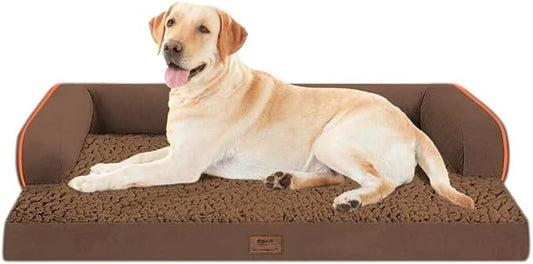 MEKIY XXL Orthopedic Waterproof Dog Bed with Bolster for Extra Large Dogs | Pillow Support for Neck Relief, Egg Crate Foam, Waterproof Liner, Anti-Slip Bottom, Removable Bolster Cover, 45 x 35 Inch by Mekiy