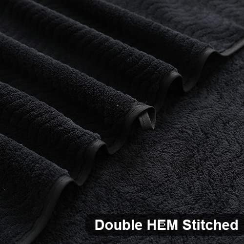 Ultra Soft 2 Piece Textured Hand Towel Set for Bathroom Shower Pool and Kitchen, Quick Dry, Highly Absorbent - Black - Image 3