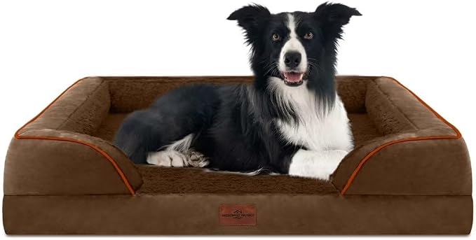 Comfort Expression Orthopedic Dog Beds for Large Sized Dog with Bolster | Waterproof Dog Couch Bed with Washable Cover & Non-Slip Bottom, Supportive Egg Crate Foam Large Pet Bed, 36x27 Inch by ComfortExpression