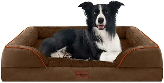 Comfort Expression Orthopedic Dog Beds for Large Sized Dog with Bolster | Waterproof Dog Couch Bed with Washable Cover & Non-Slip Bottom, Supportive Egg Crate Foam Large Pet Bed, 36x27 Inch by ComfortExpression