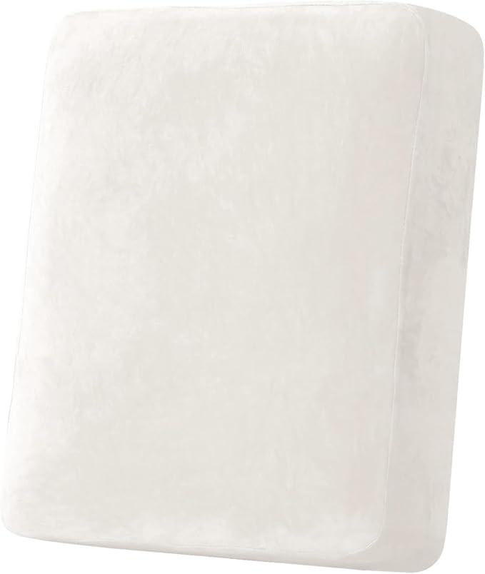 H.VERSAILTEX Velvet Stretch Couch Cushion Cover Plush Cushion Slipcover for Chair Cushion Furniture Protector Seat Cushion Sofa Cover (1 Piece Armchair Cushion Covers, Porcelain White) by HVERSAILTEX