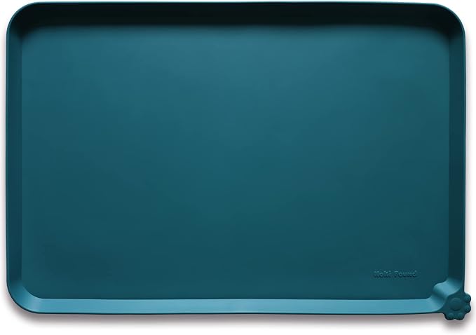 Hoki Found Large Silicone Pet Food Mats Tray - Non Slip Pet Dog Cat Bowl Mats Placemat - Dog Pet Cat Feeding Mat - Waterproof Dog Cat Food Mats -Pet Water Mats for Carpet - Sicilian Ocean by Hoki+Found