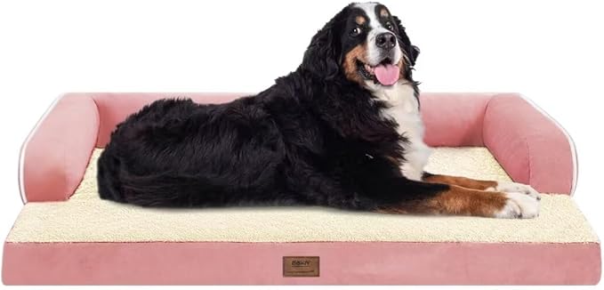 MEKIY Orthopedic Waterproof Jumbo Dog Bed with Bolster for Extra Large Dogs | Pillow Support for Neck Relief, Egg Crate Foam, Waterproof Liner, Anti-Slip Bottom, Removable Bolster Cover, 53 x 42 Inch by Mekiy