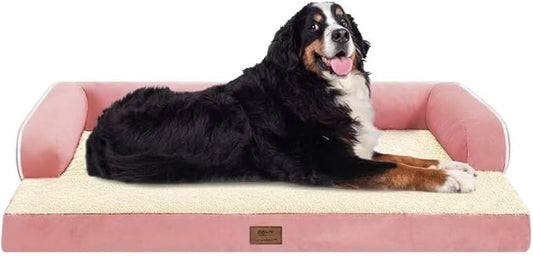 MEKIY Orthopedic Waterproof Jumbo Dog Bed with Bolster for Extra Large Dogs | Pillow Support for Neck Relief, Egg Crate Foam, Waterproof Liner, Anti-Slip Bottom, Removable Bolster Cover, 53 x 42 Inch by Mekiy