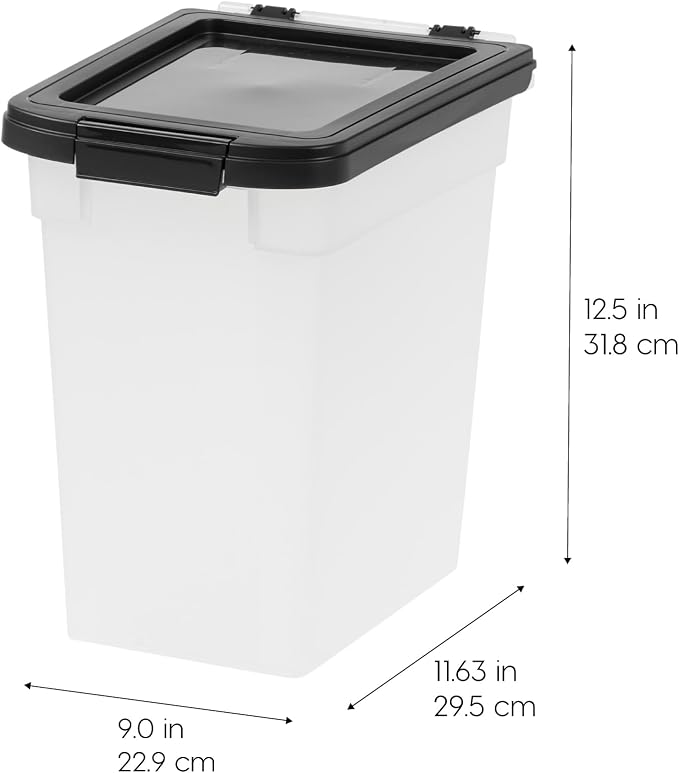 IRIS USA Airtight Dog Food Storage Container, Up to 10 lbs Each, 2 Pack, for Dog Cat Bird and Other Pet Food Storage Bin, Keep Fresh, Translucent Body, BPA Free, Clear/Black - Image 2