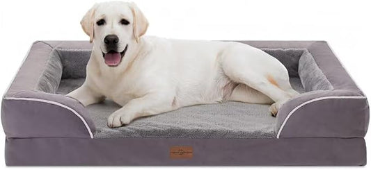 Comfort Expression Orthopedic Dog Bed for Extra Large Dogs with Bolster | Waterproof Dog Couch Bed with Washable Cover & Non-Slip Bottom, Supportive Egg Crate Foam XL Pet Bed, 45x35 Inch by ComfortExpression