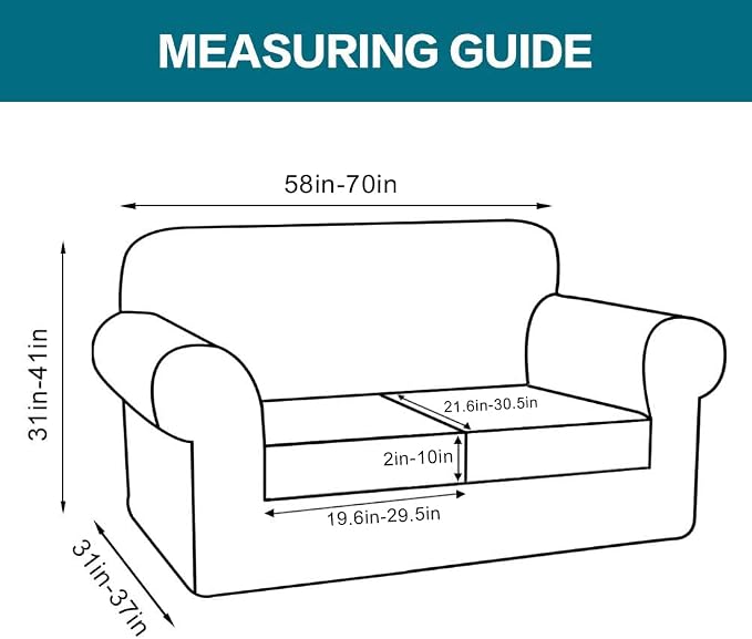 Turquoize 3 Piece Sofa Covers For 2 Cushion Couch Sofa Slipcover Soft Couch Cover For Dogs-Washable Sofa Furniture Covers With 2 Individual Cushion Covers, Thick Jacquard Fabric (Loveseat, Dusty Blue) - Image 2