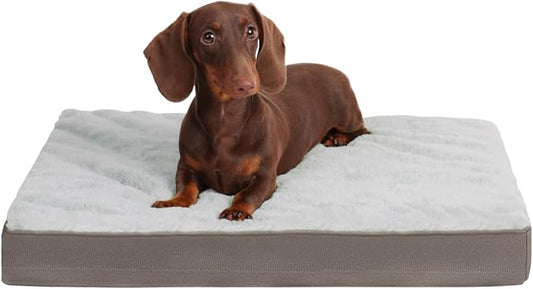 KSIIA Orthopedic Dog Bed for Small Dogs with Waterproof Lining, Grey, 21x13 | Deluxe Soft Plush Dog Crate Bed, Washable Pet Mat with Removable Cover & Egg Crate Foam for Small Dogs Sleeping & Relaxing by KSIIAPetProducts