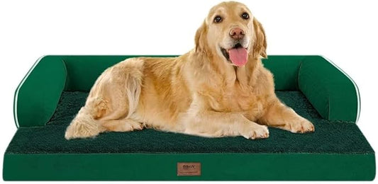 MEKIY Orthopedic XL Dog Bed with Bolster for Extra Large Size Dogs | Pillow Support for Neck Relief, Egg Crate Foam, Skin-Friendly Surface, Waterproof Liner, Anti-Slip Bottom, 42 x 30 Inch by Mekiy
