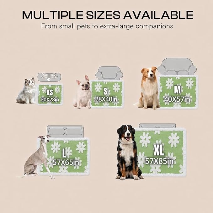 Waterproof Pet Blanket,Dog Bed Covers Couch Sofa Stylish Jacquard Pets Throw Blankets for Puppy Cats Washable Reversible Furniture Protection Covers (Green Flower,XL) - Image 9