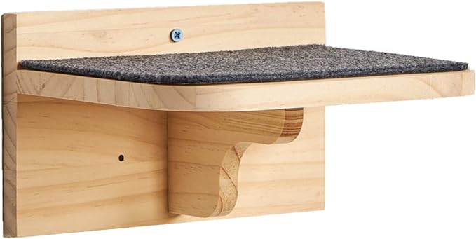 SHENGOCASE 2-Pack Cat Wall House, Wall-Mounted Shelves Perch Furniture Set with 3 Steps, Natural Wood, Washable Cat Cushions - Image 6