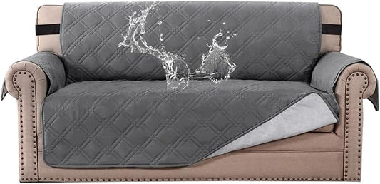 H.VERSAILTEX 100% Waterproof Sofa Slipcover Washable Loveseat Cover for 2 Cushion Cover Non-Slip Furniture Protector with Silicone Backing Couch Cover for Pets (Oversized Loveseat, Grey) by HVERSAILTEX