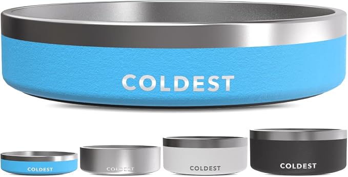 Coldest Dog Bowl - Anti Rust Metal, Non Slip, 3 Layers Insulated Stainless Steel Dog Bowls - Spill Proof & Heavy Duty - Water Bowl for Dogs, Cats & Pets, Dish Washer Safe (21 oz, Celestial Blue) by Coldest