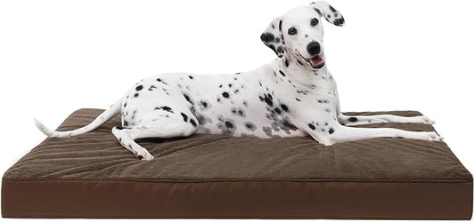 KSIIA Orthopedic Dog Bed for Large Dogs with Waterproof Lining, Brown,41x27 | Deluxe Soft Plush Dog Crate Bed, Washable Pet Mat with Removable Cover & Egg Crate Foam for Large Dogs Sleeping & Relaxing by KSIIAPetProducts