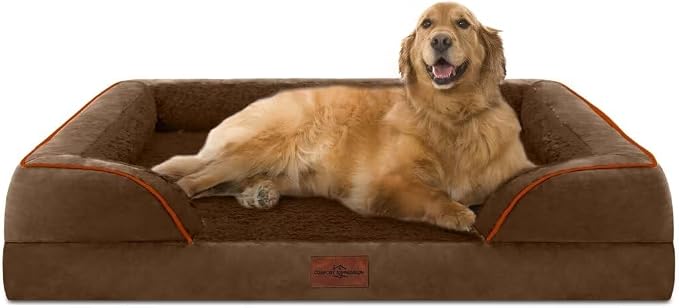 Comfort Expression Orthopedic Dog Bed for Extra Large Dogs with Bolster | Waterproof Dog Couch Bed with Washable Cover & Non-Slip Bottom, Supportive Egg Crate Foam XL Pet Bed, 42x30 Inch by ComfortExpression