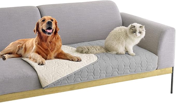 Tcksstex Waterproof and Non-Slip Dog Bed Cover and Pet Blanket Sofa Pet Bed Mat ，car Incontinence Mattress Protectors Furniture Couch Cover for Most Cats Dogs,Pets（30x70-Light Grey） by TcksstexFauxFurDogBedCover