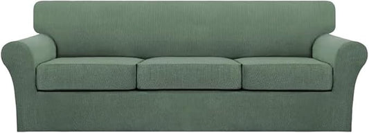 Turquoize 4 Piece Sofa Covers for 3 Cushion Couch Sofa Slipcover Soft Couch Cover for Dogs Washable Furniture Cover with 3 Individual Large Cushion Covers Feature Fabric (Large Sofa, Loden Frost) by Turquoize