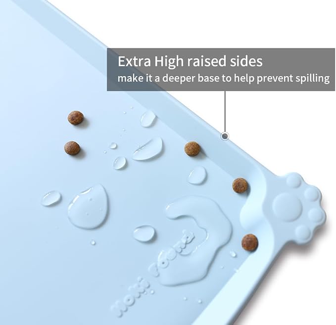 Hoki Found X-Large Silicone Pet Food Mats - Non Slip Dog Cat Bowl Placemat - Waterproof Dog Cat Food Mats for Carpet - Frost - Image 2