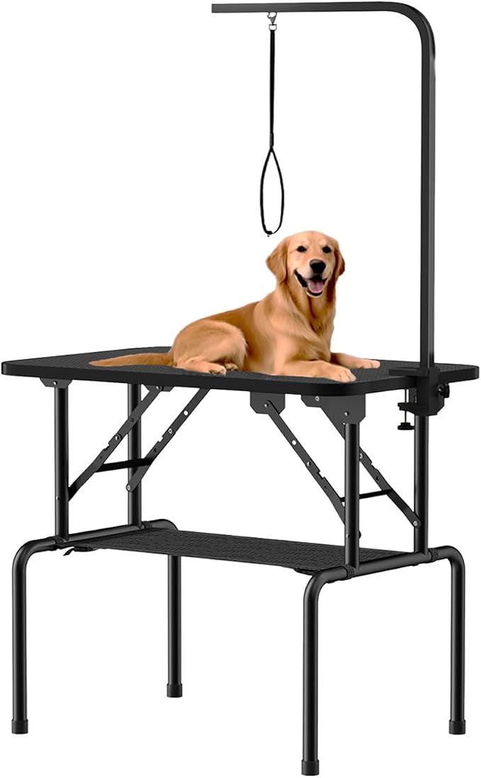 32 Inch Foldable Dog Grooming Table with Adjustable Arm, Nooses & Storage Basket - Non-Slip Pet Grooming Station for Dogs & Cats - Supports Up to 300 lbs (32 inches) by Unknown