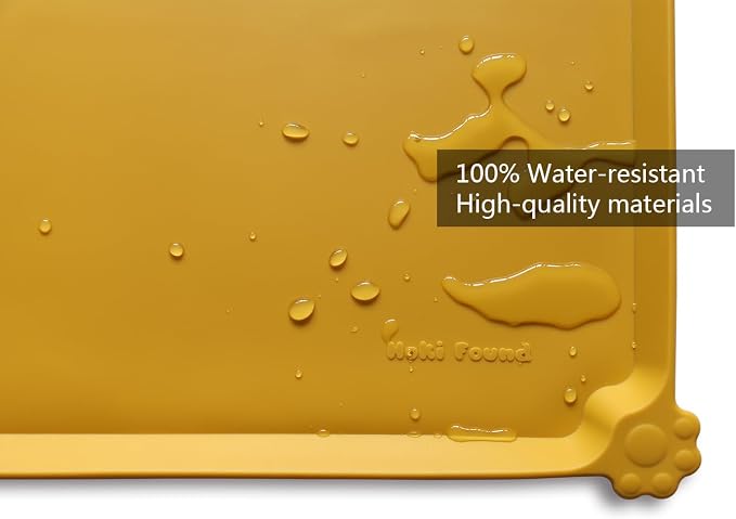 Hoki Found L Silicone Non Slip Pet Feeding Mats - Waterproof Dog Cat Food and Water Mats for Carpet - Honey - Image 3